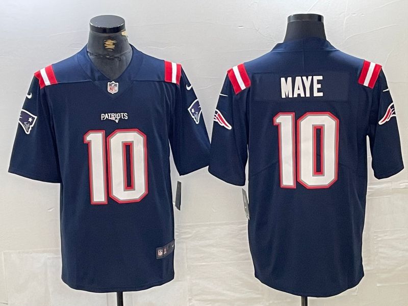 Men New England Patriots #10 Maye Blue Three generations 2024 Nike Vapor F.U.S.E. Limited NFL Jersey